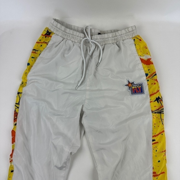 Born Fly Jogger Pants Womens XL White Yellow Lined Drawstring - Picture 1 of 11